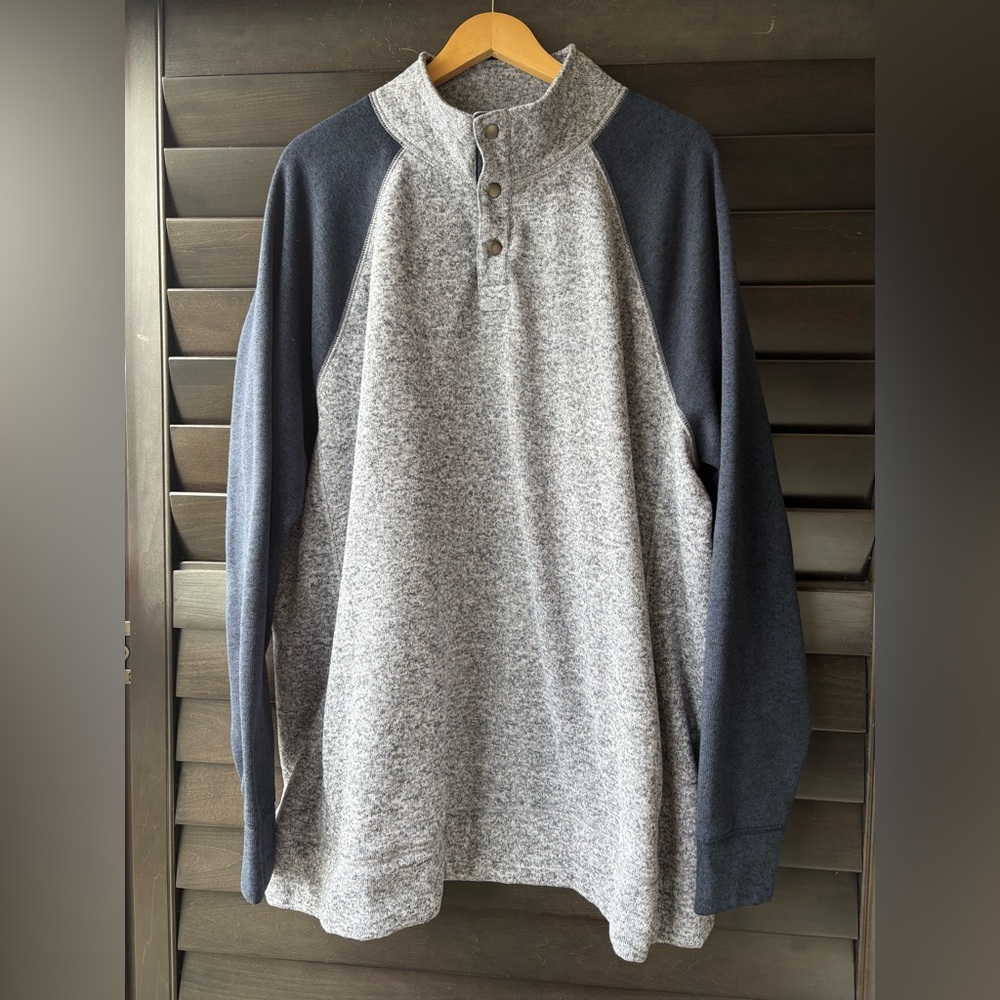 Sonoma Gray Navy Pull Over Sweatshirt Mock Neck Buttons Size 2xB